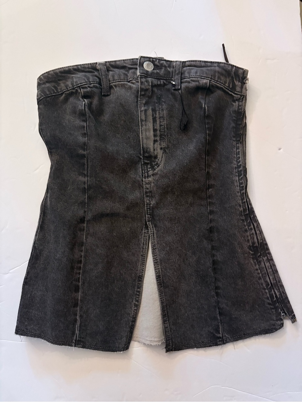 Zara Black Washed  Strapless Denim Yop - Picture 3 of 9